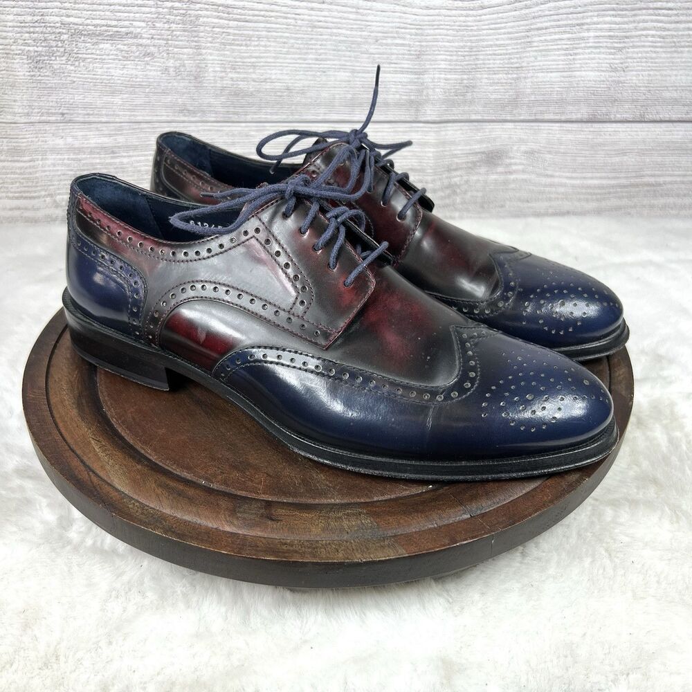 Jared Lang Two Toned Blue and Wine Lace Up Shoes Size 41